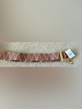 J. Crew Multicolor Woven Belt with Straw Buckle